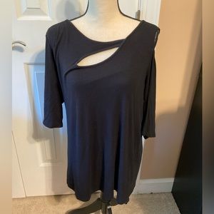 Black Goldray Shirt with 1 cold shoulder
